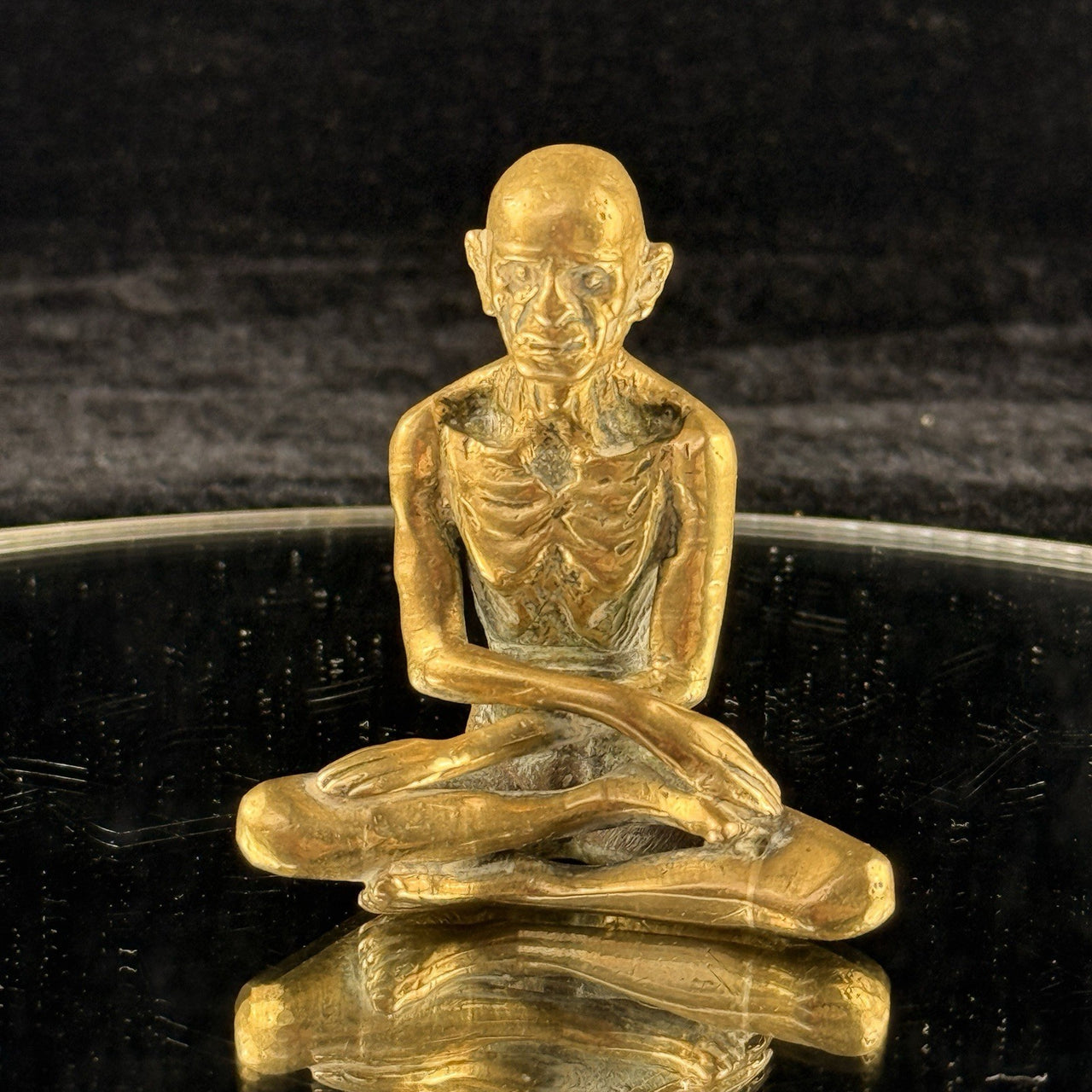 Antique Brass Indian Starving Buddha Statue – 3” Fasting Siddhartha Figurin3