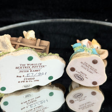 Beatrix Potter Peter Rabbit Figurines FW & Co  BFA Scotland Set of 2 1992 & 19961