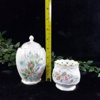 Thumbnail for Aynsley porcelain Wild Tudor 2 set of Lidded Jar & Candle Holder Bone China Made1
