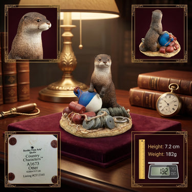 Border Fine Arts Country Characters A1673 Otter Figurine 3.5in 2002 cottag decor0