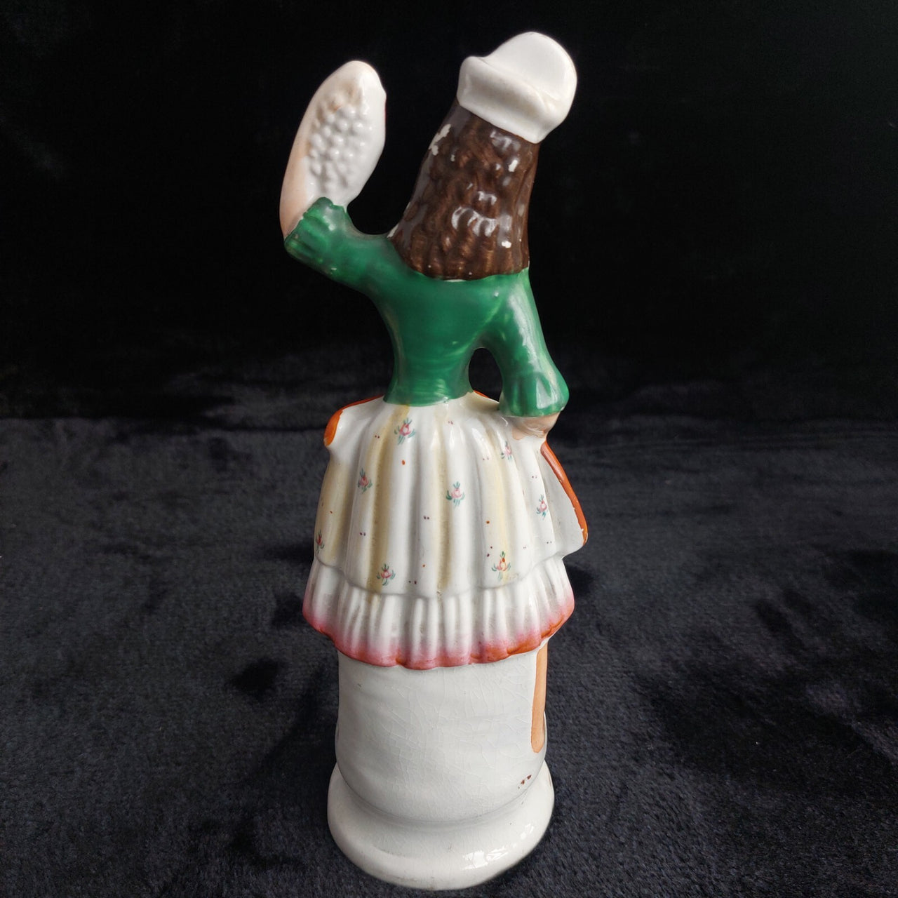 Antique Staffordshire Woman Figurine Paint Loss Damaged Leg 9.5"  5