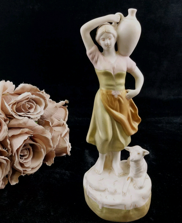 Royal Dux Silky   Figurine  Porcelain -Woman with Water Jug and Dog 1960–1978 .0