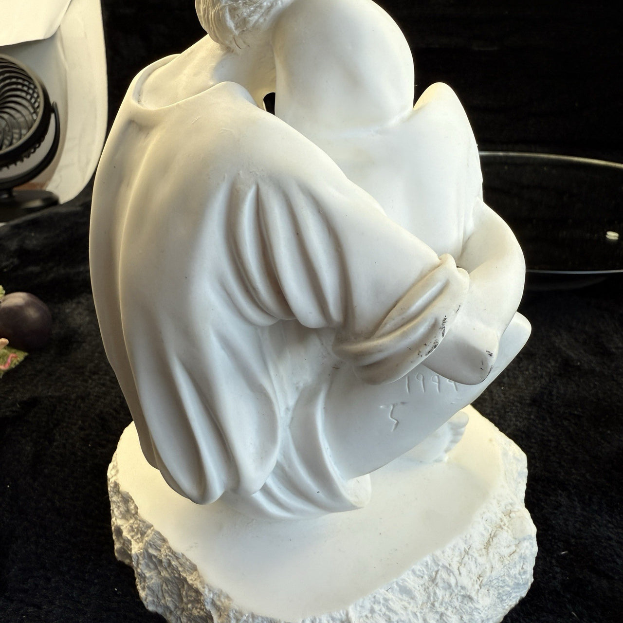 Holy Family Statue Sculpture  Signed/Marked 1999  White Alabaster/Resin Compos3