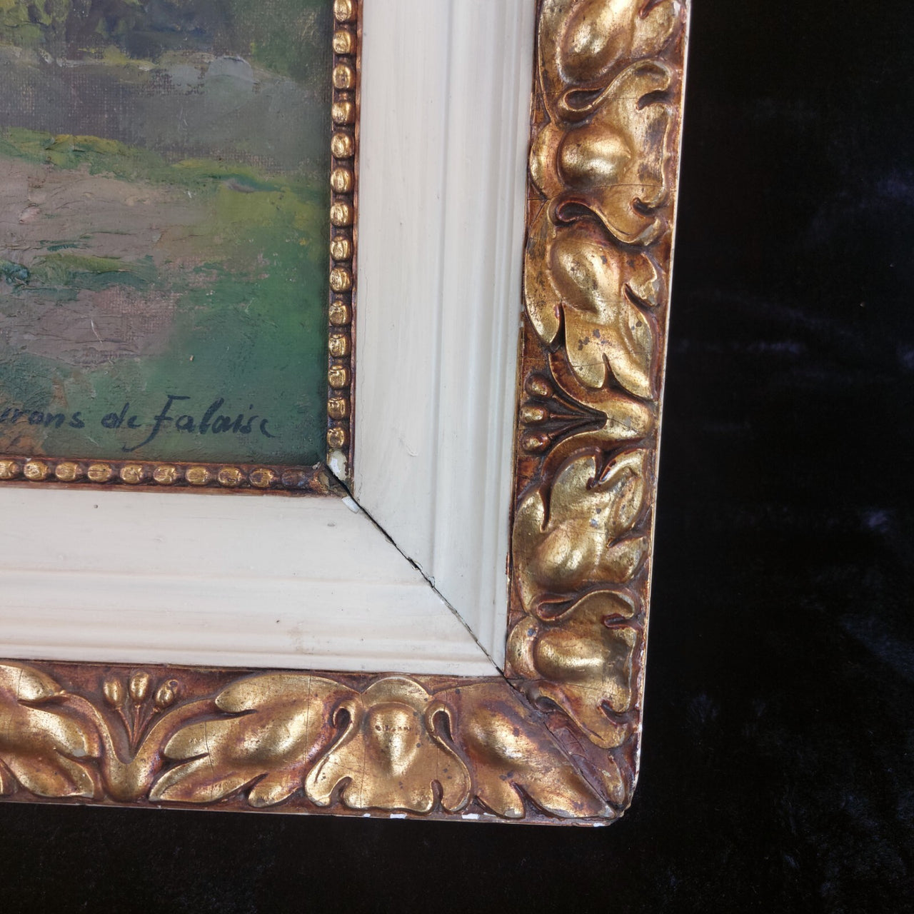 19th L. Century Henry Oil painting Castle Study 44×36cm See Gold Frame Antique.7