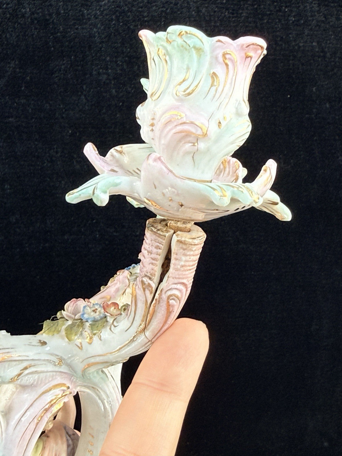 Antique 1800s Sitzendorf Dresden Meissen Sty Porcelain Candelabra Rococo See Pic6