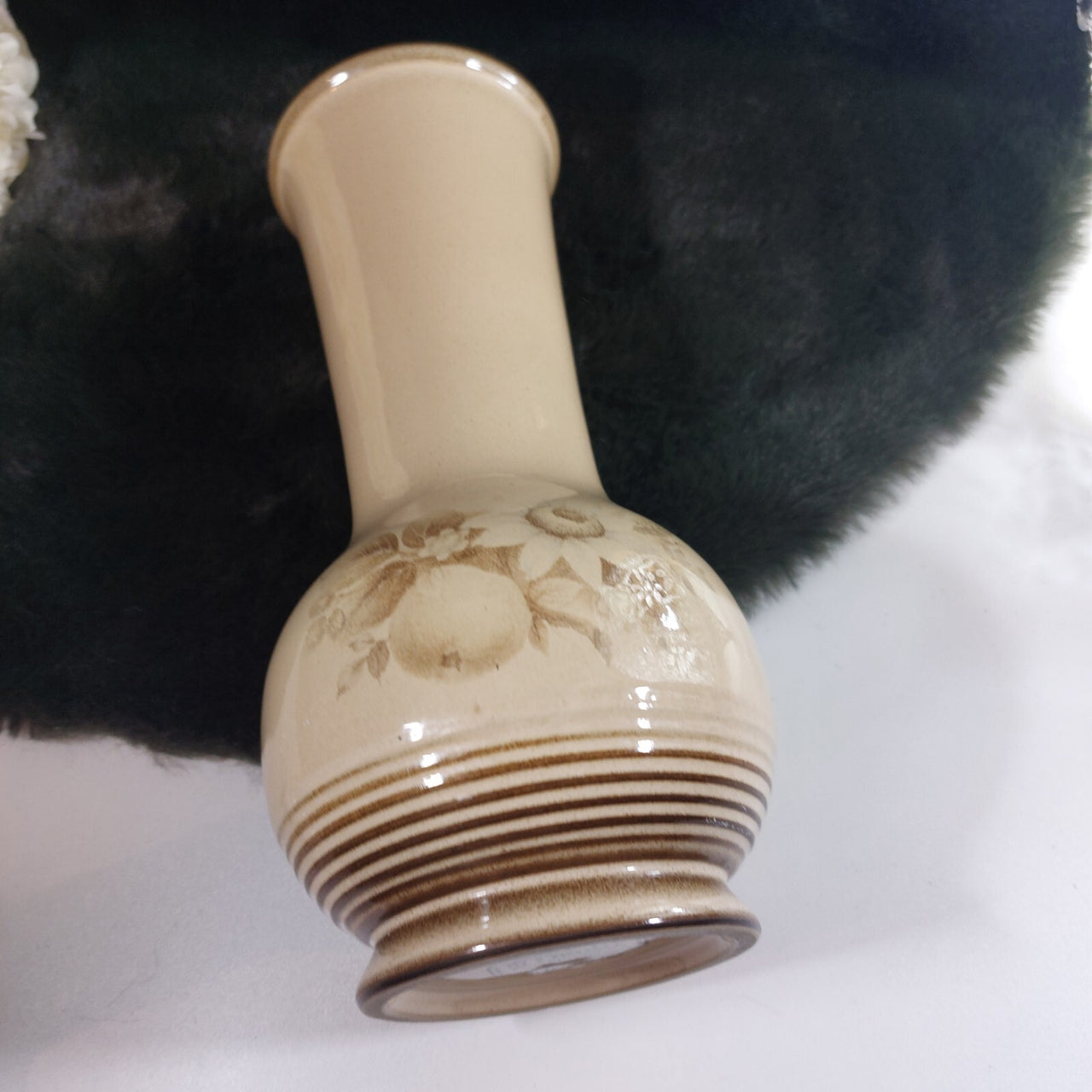 Denby Memories Stoneware Vase Handcrafted Vintage Design Floral England Brown3
