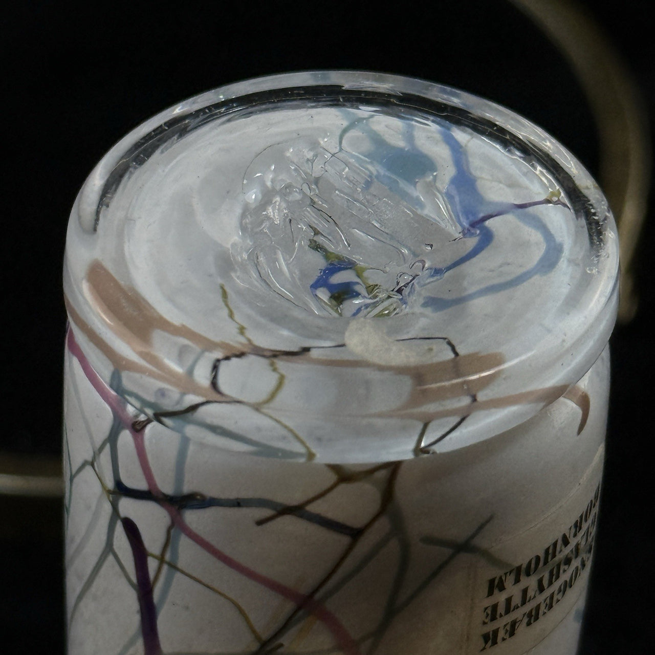 Snogebæk Bornholm Glashtte Art Glass Vase Denmark White Swirl 6.5” Signed Brand9
