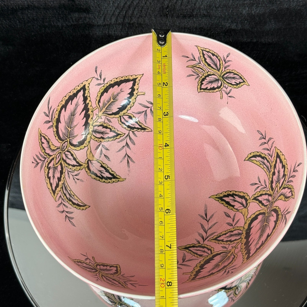 Maling Coleus Pink Footed Bowl 20cm Vintage Leaf Pattern England 1950s gift8
