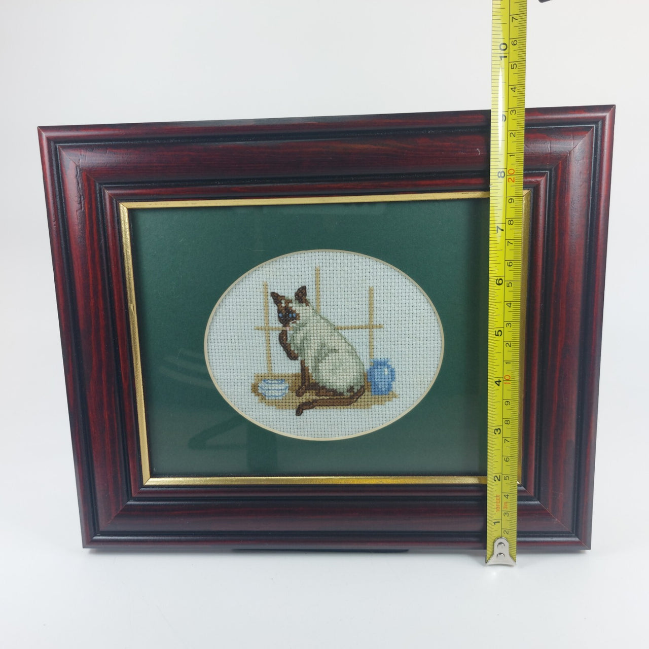 Handstitched Siamese Cat Cross Stitch Picture -Beautifully Framed Needlework Art2