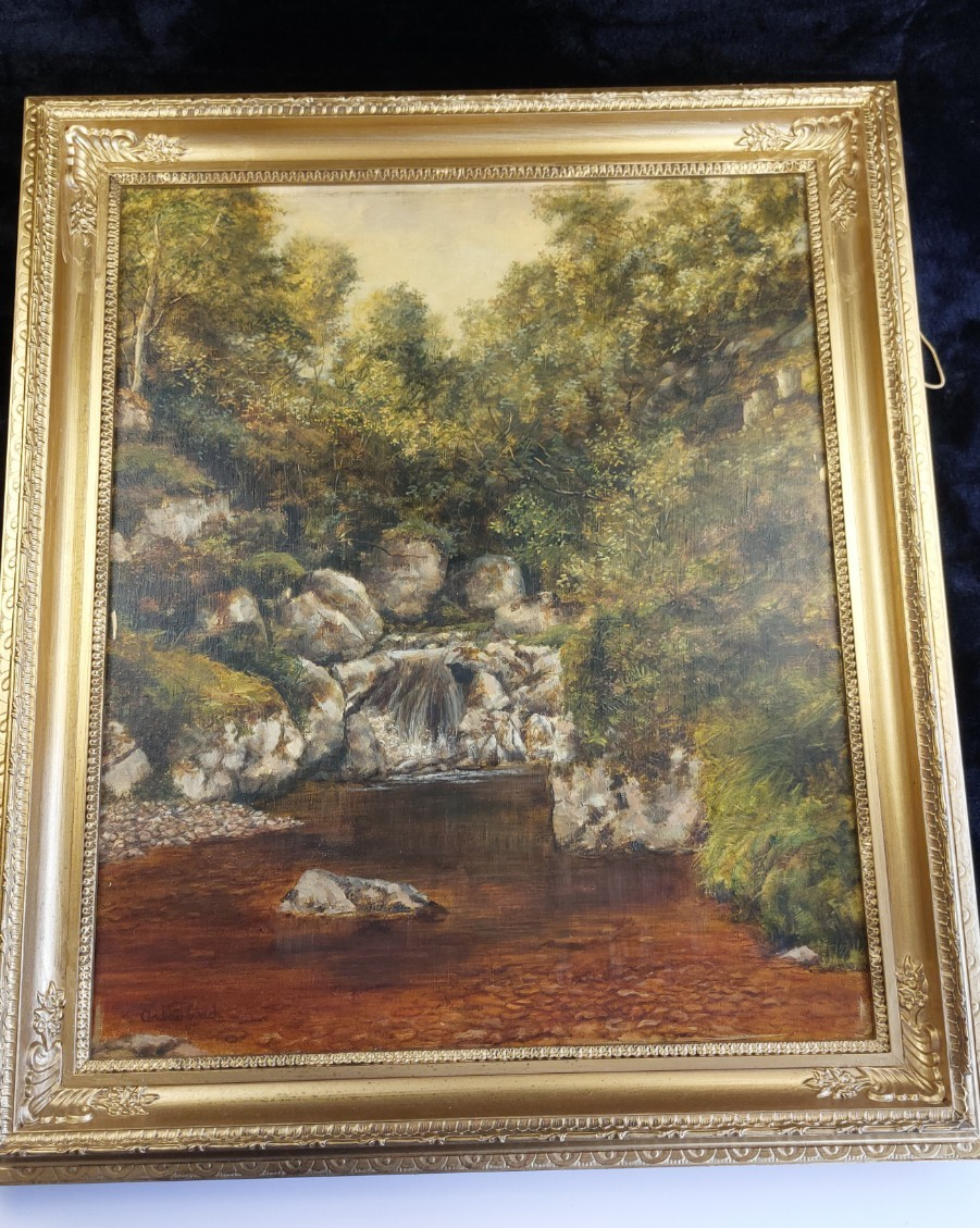 Andrew Welch oil RCA painting gold Framed Welsh Landscape 29"x25" Oil on Canvas15