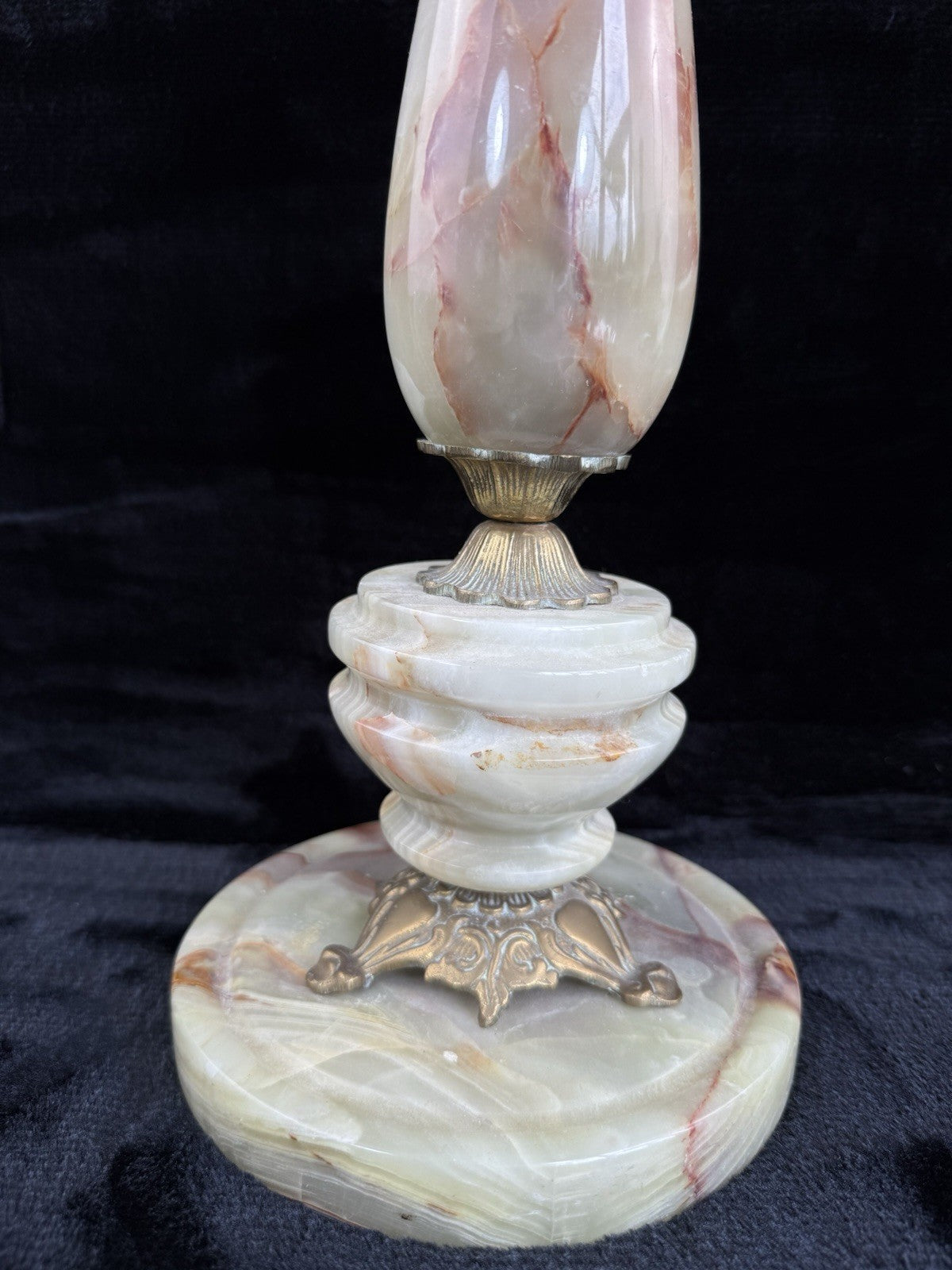Art Deco Green Onyx Marble Brass Pedestal Ashtray Stand Tobacciana home decor10