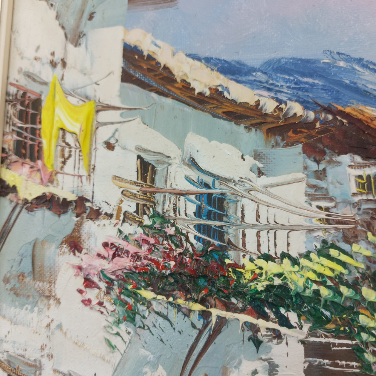 Mediterranean Scene Coastal Oil Painting – Signed Framed Artwork United Kingdom3