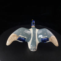 Thumbnail for Rare Studio Pottery Duck Figurine Glazed Mallard Style Repaired Wing decor3