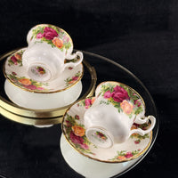 Thumbnail for Royal Albert Old Country Roses Cups & Saucers Set of 2 Bone China England 19625