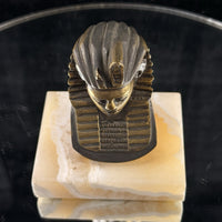 Thumbnail for 1920s Pharaoh Bronze Bust Tutankhamun on Marble Base Egypt Figurine Decor B3