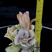 Thumbnail for Capodimonte Style Porcelain Floral Figurine with Handle holder candle chipped8