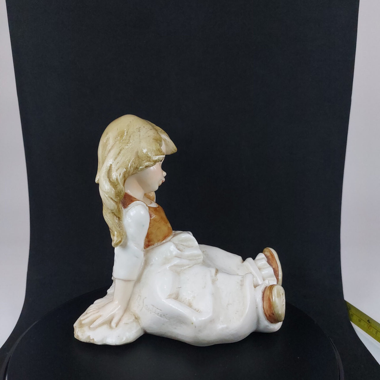 Vintage Italy - Ceramic 1950s A. Santini Little Girl Sitting Glazed Figurine3