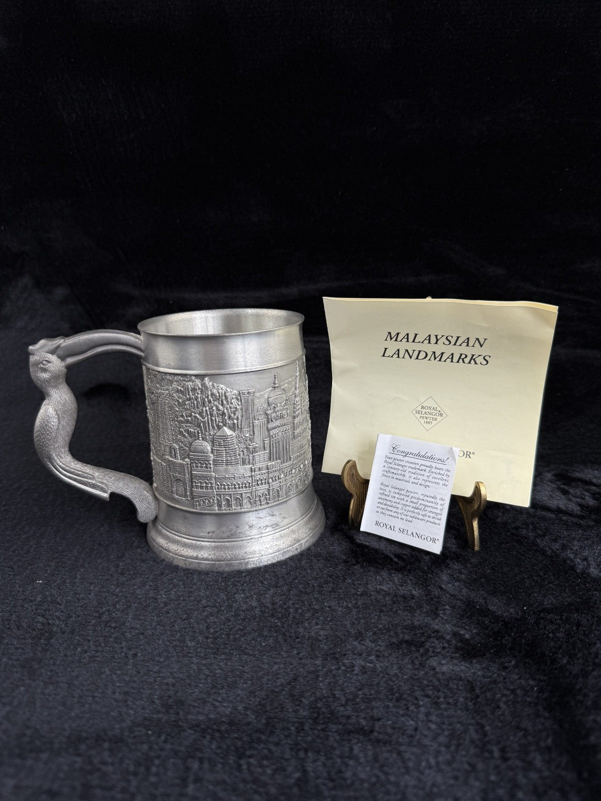 Royal Malaysian Selangor Landmarks Pewter Tankard / Mug with certificate Repro20