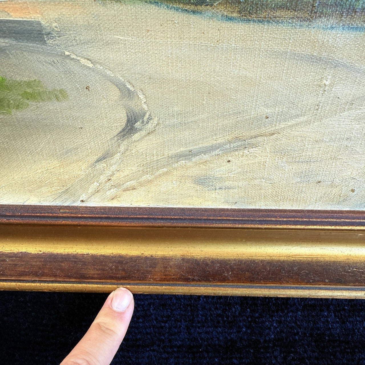 Original Oil Painting on Canvas Signed Y. Holm - Thatched Landscape Cottages8