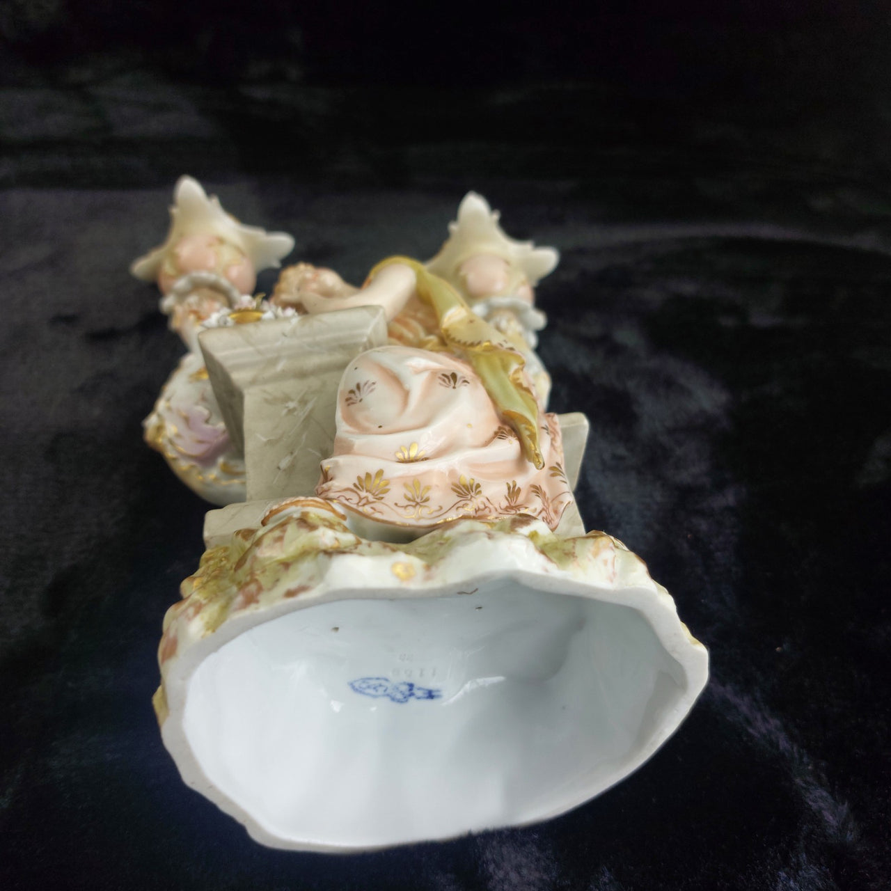 Antique German Victorian Porcelain Flowerscandle hold Candelabra Lady Gold Gilt6