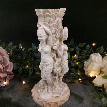 Vintage Hindu Temple Dancer Sculpture Vase – Ornate Goddess Figurine, Damaged0