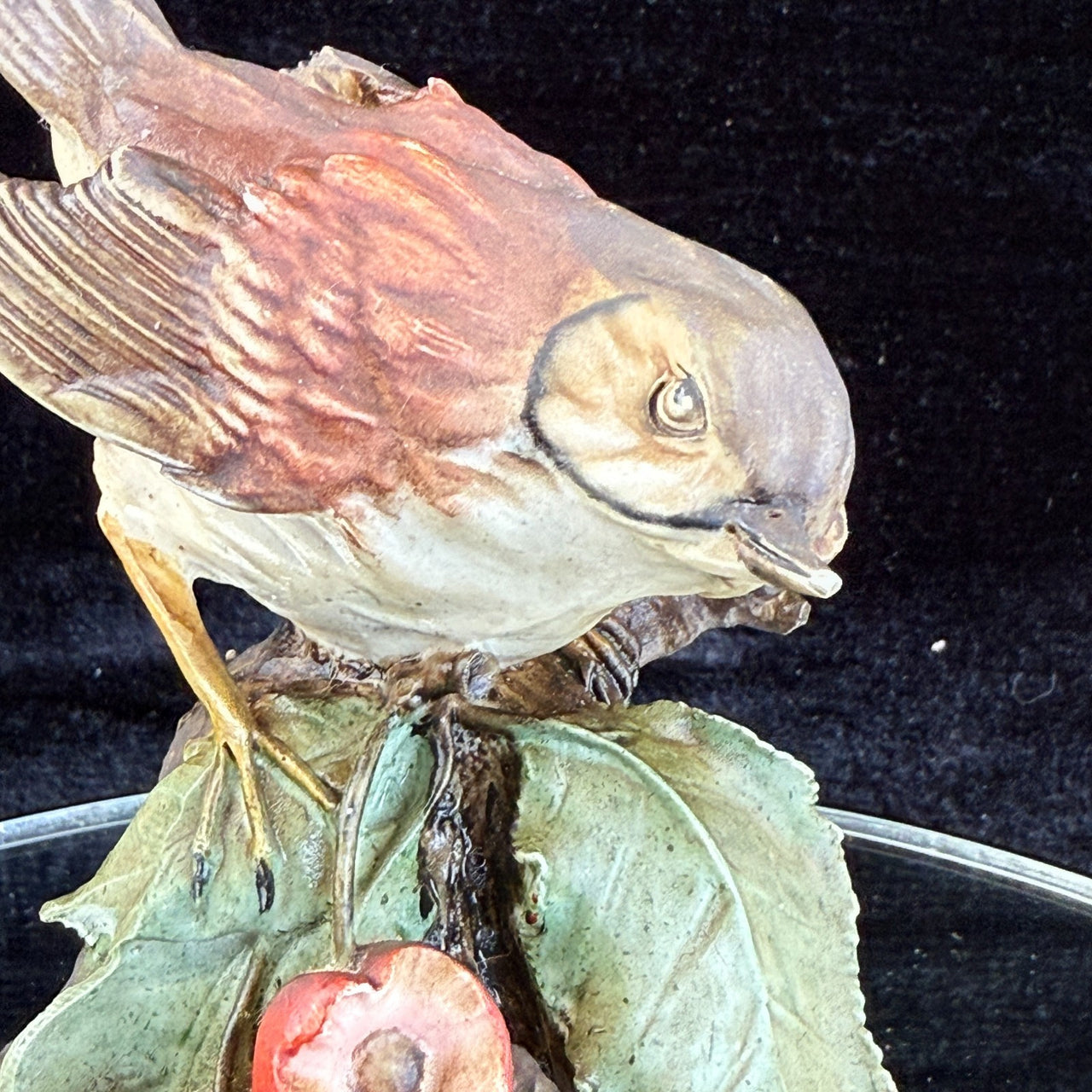 Giuseppe Armani Sparrow Capodimonte & Cherries Figurine Signed G. 7" gift Italy.17