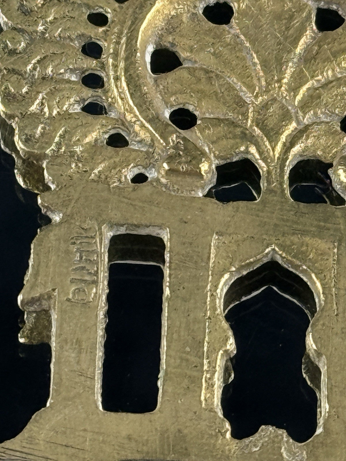 BIRH Brass Miniature Indian Throne Backrests Set of 3 Hindu Temple Art Vintage7