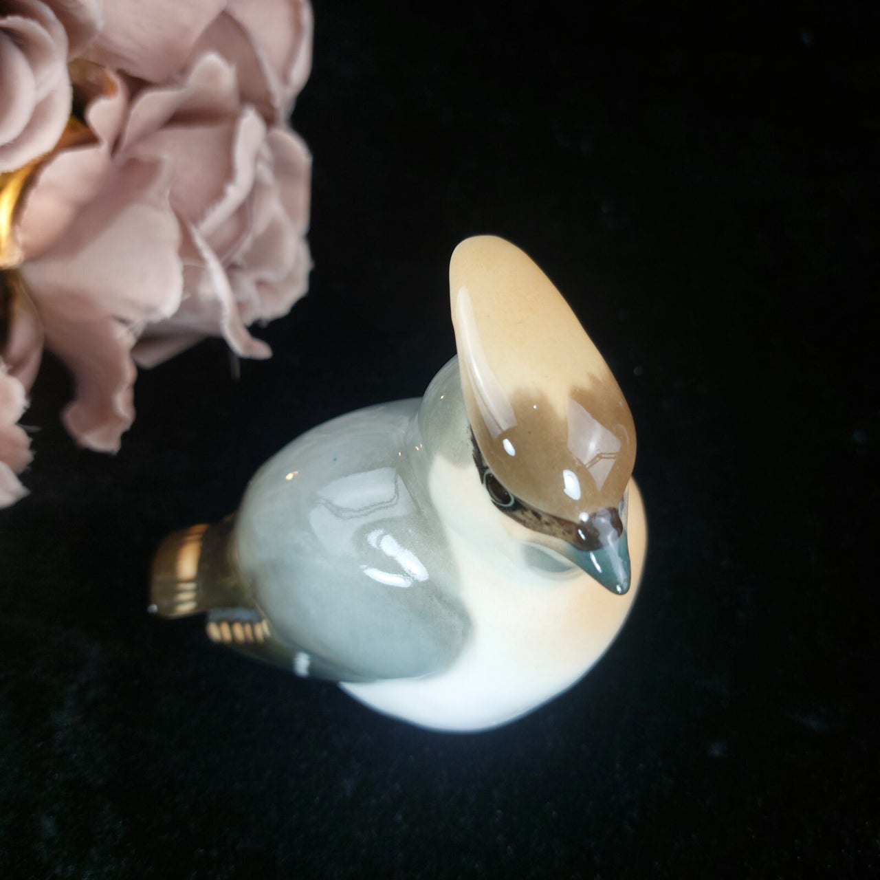 USSR Porcelain Cedar Waxwing Figurine Bird 4" Vintage Russian see the pics Gloss1