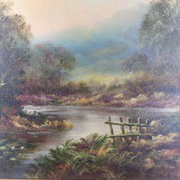 Thumbnail for Original Oil on Canvas River Painting – Signed by E. Walker, Landscape See Pics4