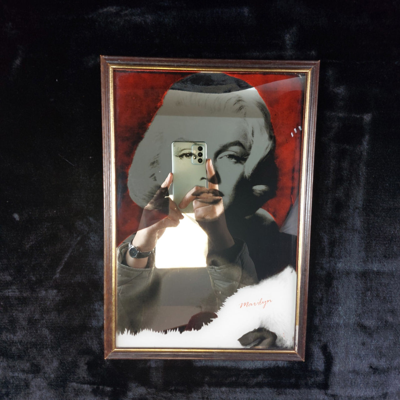 Marilyn Monroe Mirror Wall Art with Black and Red Accents 12.5" retro decor8