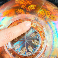 Thumbnail for Fenton Leaves Holly Marigold Carnival Glass Ruffled Bowl Antique 7.5