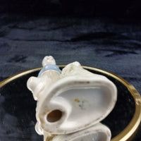 Thumbnail for Antique Porcelain Lady Figurine Blue Dress 5.5 in Hand Painted Floral pics see7