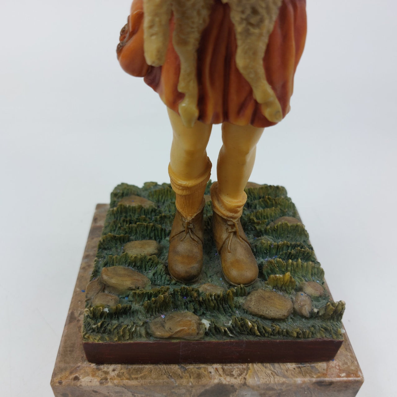 Resin Figurine of Girl Holding Lamb on Marble Base 1455 gr 9.75" decor.6