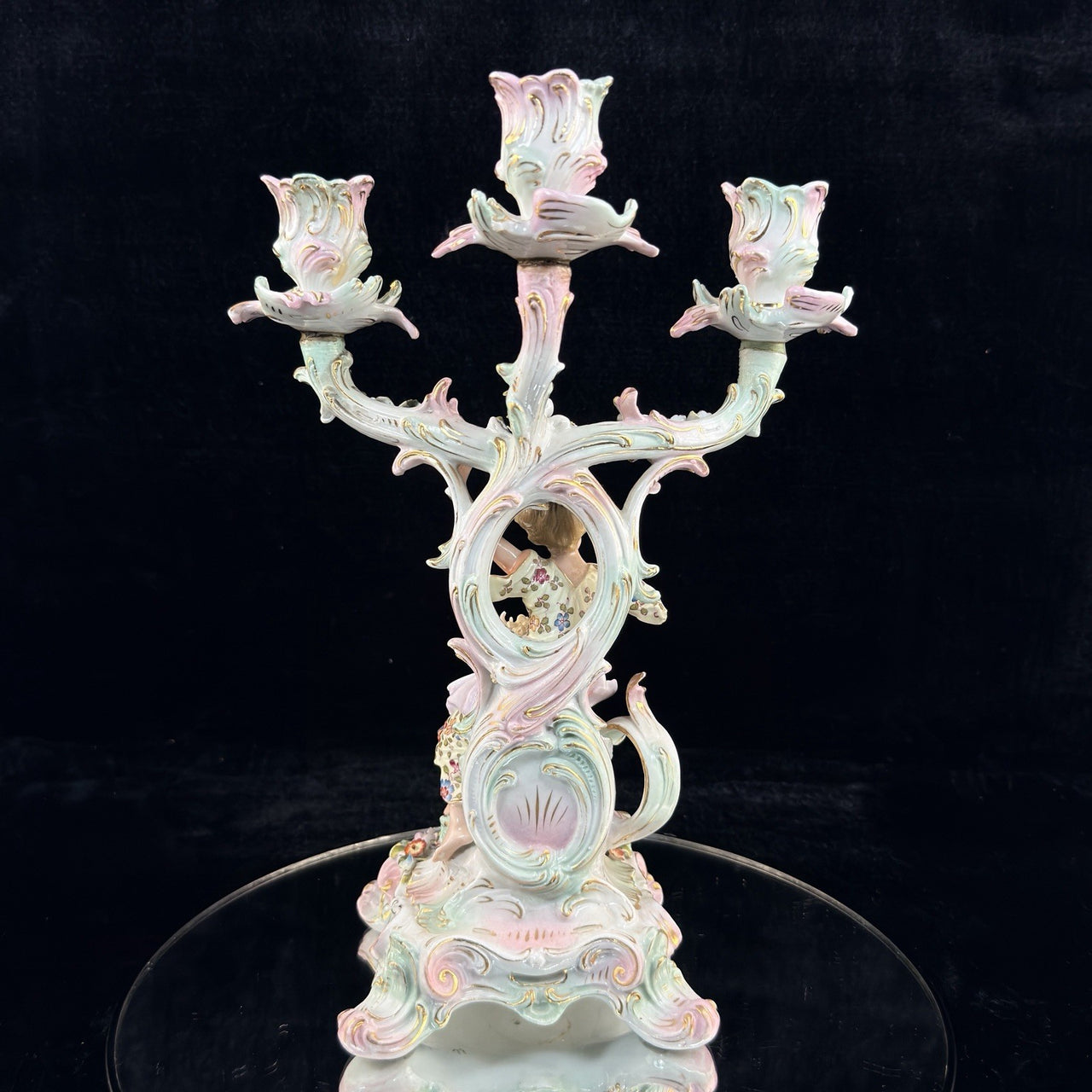 Antique Dresden Meissen Style Sitzendorf Porcelain Candelabra 19th Century Decor17