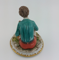 Thumbnail for 1972 Sandro Capodimonte Maggioni Figurine Porcelain Boy Feeding Squirrel –chip11
