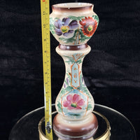 Thumbnail for Milk Bohemian Glass Antique Vase 12” Floral Victorian Urn Form decor see pics17