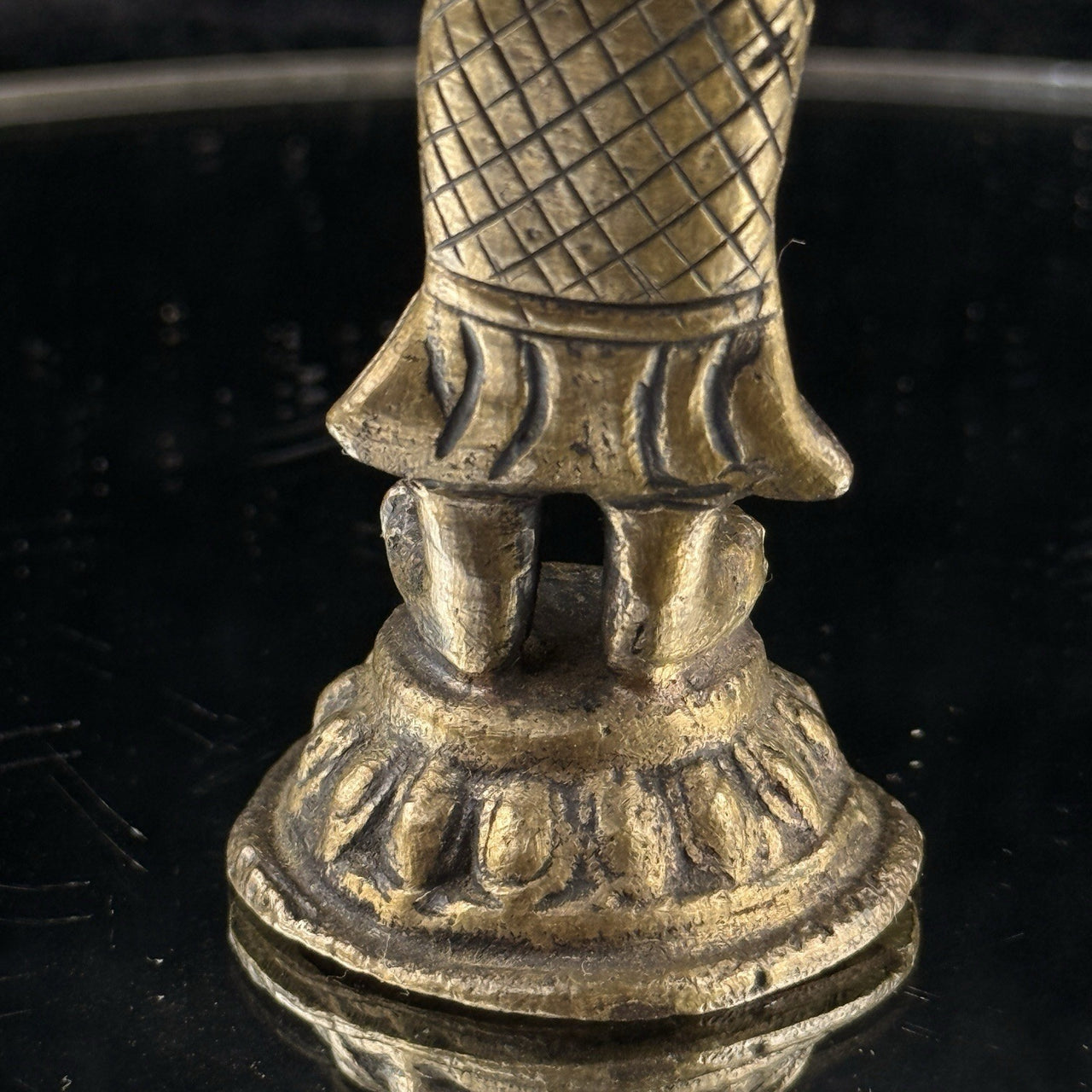 Antique Thai Bronze Dancer Statue Brass Asian Gilt Flute Player Tibetian 4.5” 7