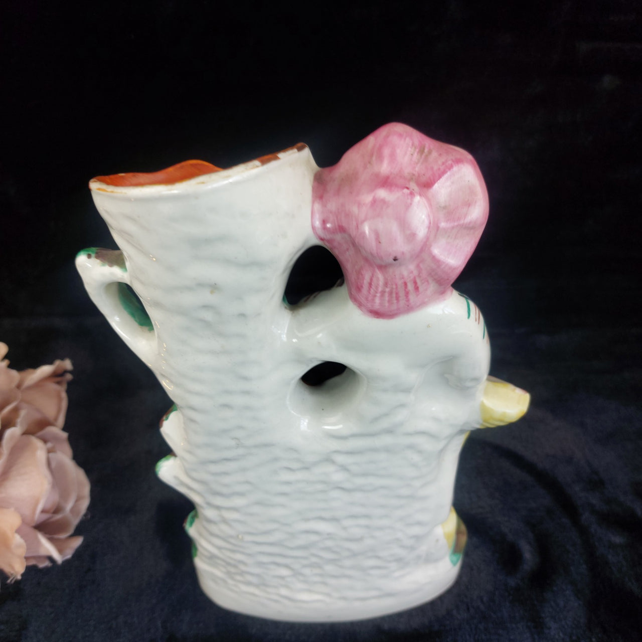 Antique Staffordshire Sampson Smith 11" 1851 Figurine Lady with Game Birds Vase 9