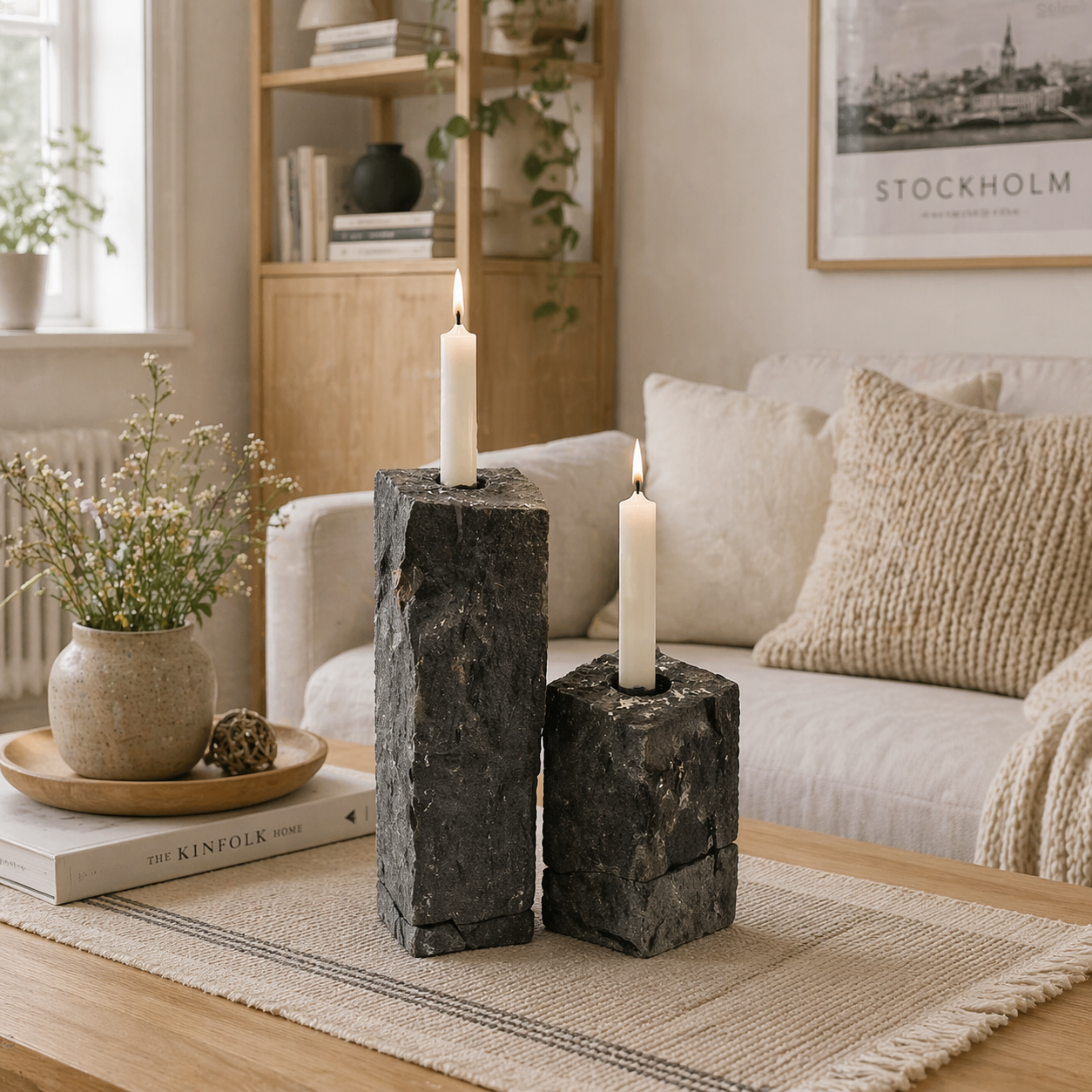 Bording Diabas Swedish Unique HandCrafted Candle Holders Stone Art from Gylsboda0