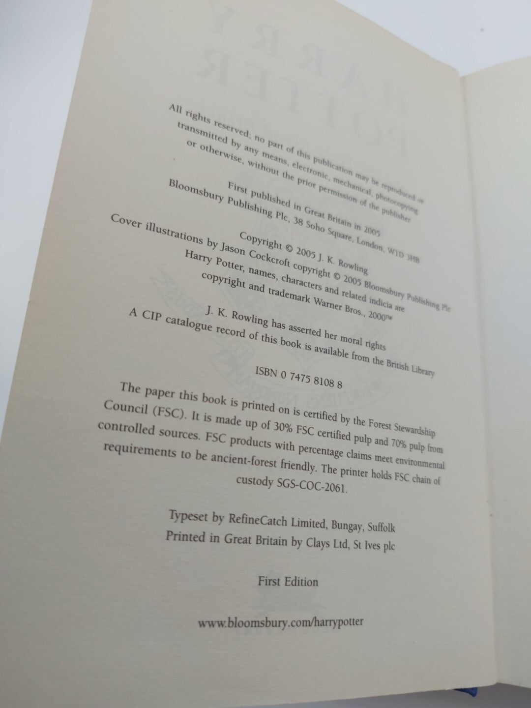 First Edition Potter Harry and the Half-Blood Prince Hardback by J. K. Rowling.16
