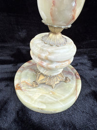 Thumbnail for Art Deco Green Onyx Marble Brass Pedestal Ashtray Stand Tobacciana home decor17
