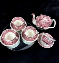 Thumbnail for Mason's Ironstone Vista Dinnerware Tea Set patent Red Transferware England Chips0