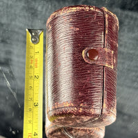 Thumbnail for Vintageantique Leather Travel Case Cylindrical Burgundy Snap Closure 1920s deco7