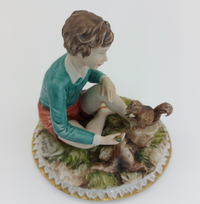 Thumbnail for 1972 Sandro Maggioni Capodimonte Figurine Porcelain Boy Feeding Squirrel –chip5