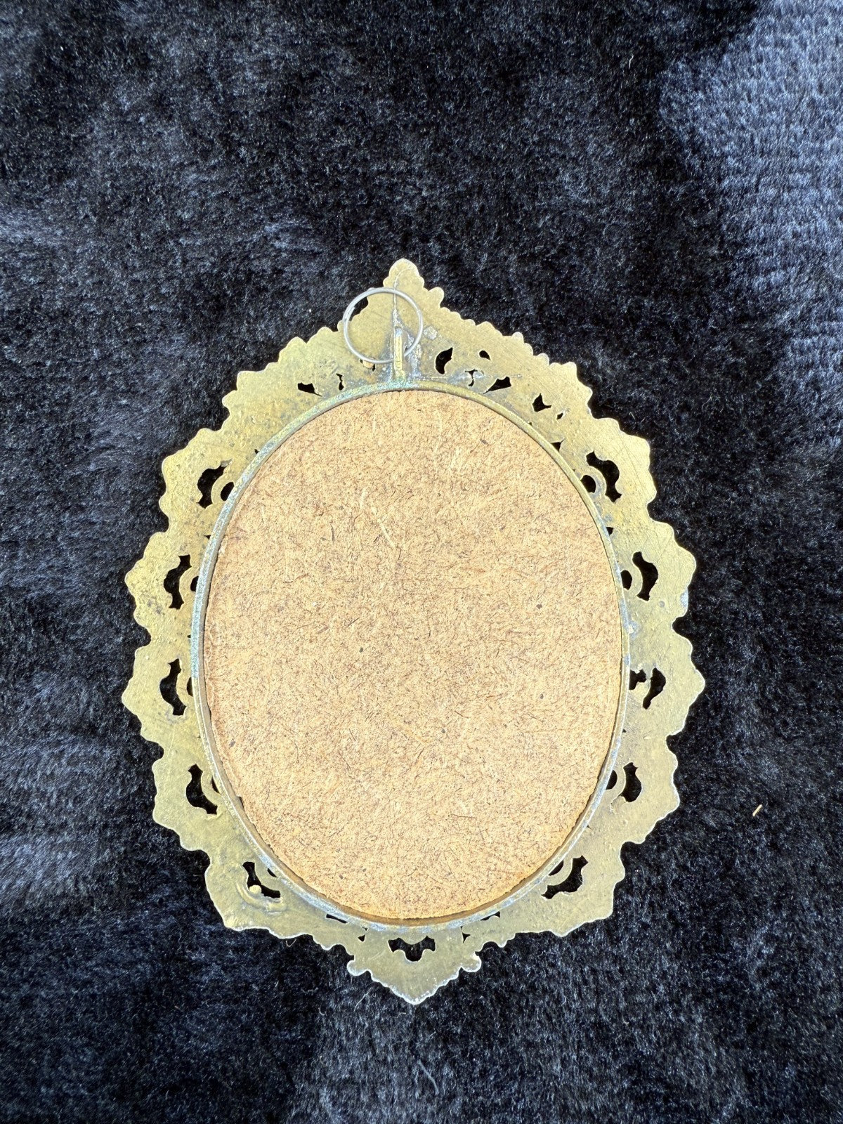 Italian Vintage/Antique Brass Oval Frames with Fabric Prints - Set of 3 Italy19