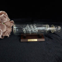 Thumbnail for Santa Glass Maria Ship In Bottle On Wooden Stand Frosted Sails Nautical Handmade0