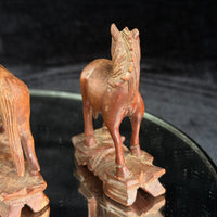 Thumbnail for Vintage Hand Carved Wooden Horse Figurines Set Lot of 5 Rustic Folk Art 3.5”5
