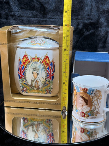 Ringtons Golden Jubilee Queen Elizabeth II Mug &Tea Caddy Set 1952–2002 SEE BOX1