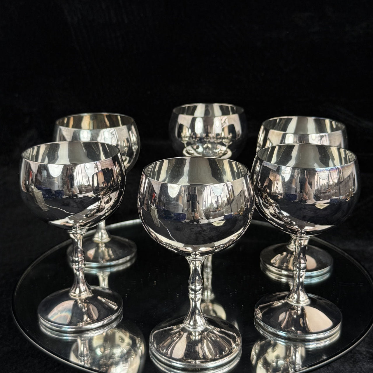 VALERO Plated Silver Goblets Set of 6 - Made in Spain - 12.5cm Tall silver decor0