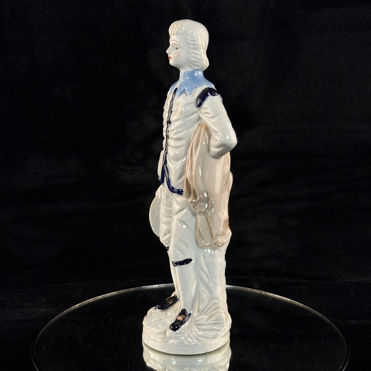 Antique Porcelain Colonial Figurine White Blue Gold Trim 11" Hand Painted gift9